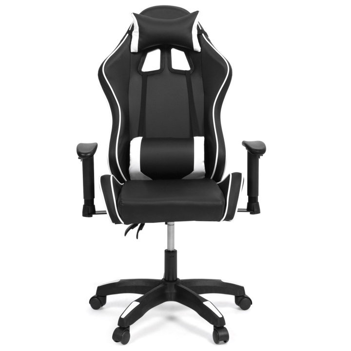 Silla ergonómica ajustable para juegos en blanco y negro barata - CARTER | ID Market