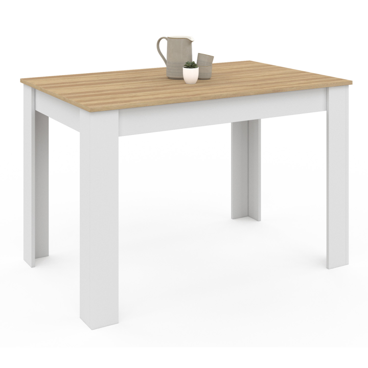 Mesa de comedor rectangular blanca con tablero de haya para 4 - ROZY | ID Market