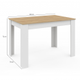 Table à manger rectangle ROZY 4 personnes blanc plateau façon hêtre 110 cm