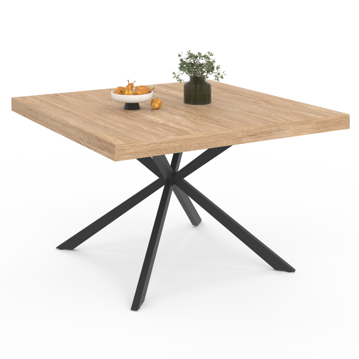 Mesa de comedor cuadrada de madera y negra para 8 con pata de araña - ALIX | ID Market