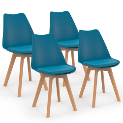 Lot de 4 chaises scandinaves SARA bleu canard pour salle à manger