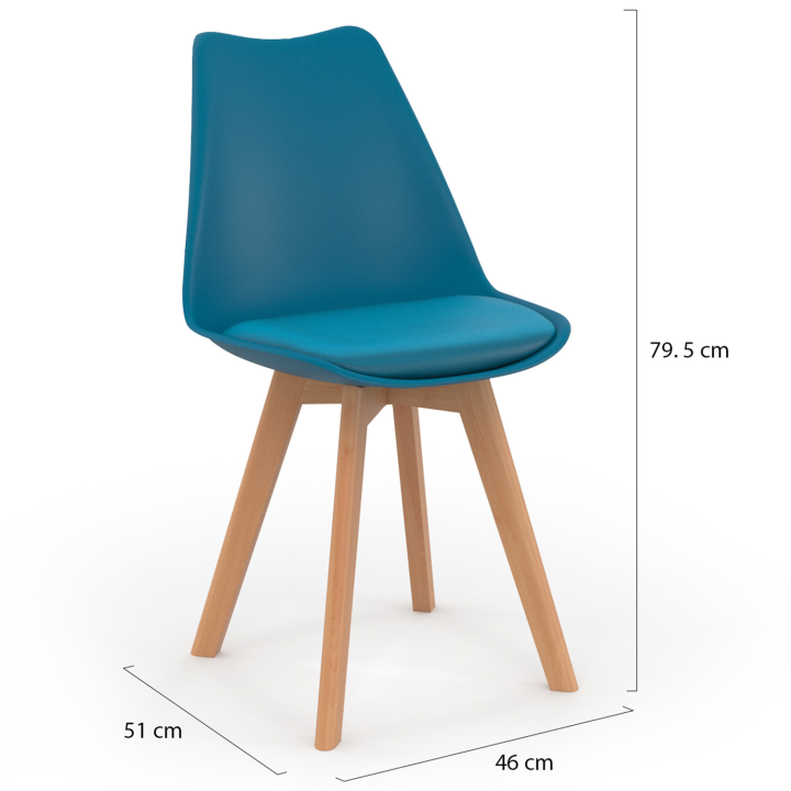 Lot de 4 chaises scandinaves SARA bleu canard pour salle à manger