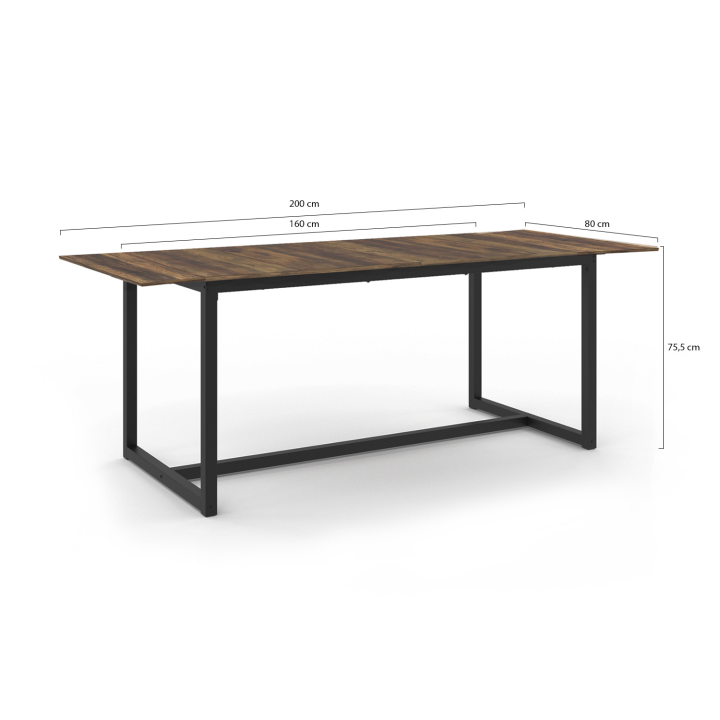 Mesa de comedor rectangular extensible para 6-10 personas madera oscura - HAWKINS | ID Market