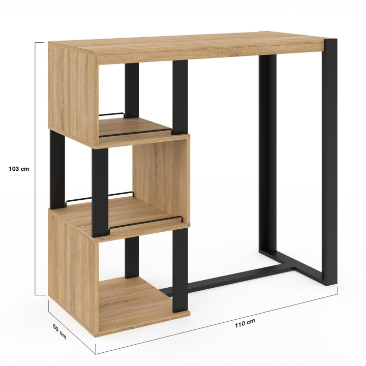 Mesa alta de madera y negra con almacenaje - PHOENIX | ID Market