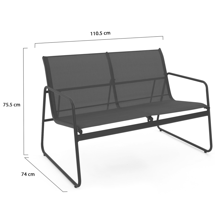 Conjunto de muebles de jardín 6 plazas gris : 2 sofás, sillones, mesa | ID Market