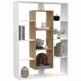 Etagère bibliothèque COLETTE avec 11 compartiments blanc et effet bois H.143 cm