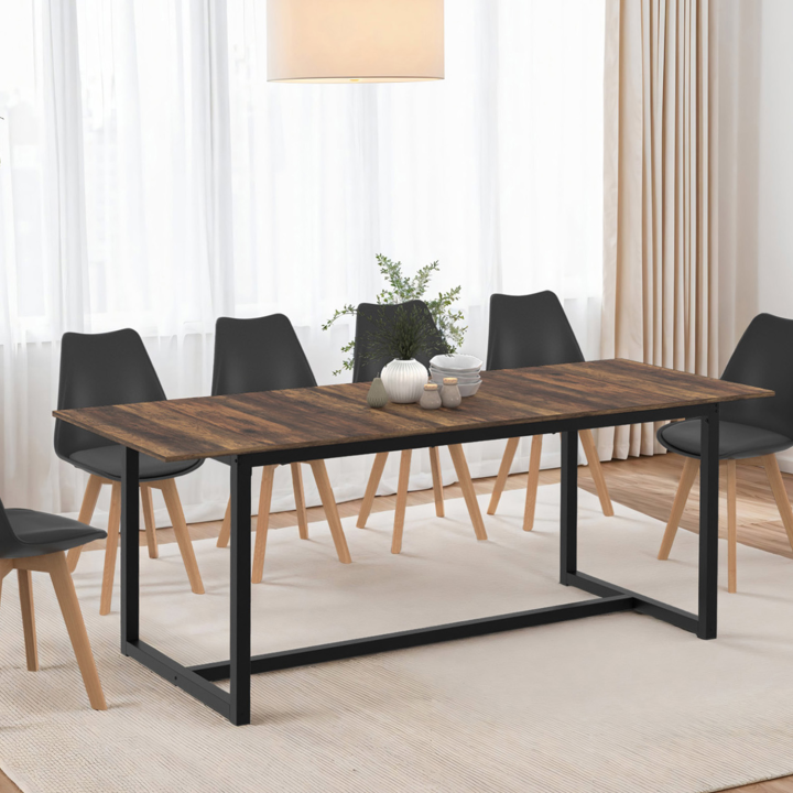 Mesa de comedor rectangular extensible para 6-10 personas madera oscura - HAWKINS | ID Market