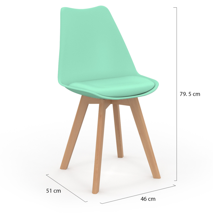 Lot de 6 chaises scandinaves SARA mix color pastel jaune, blanc, gris clair x2, vert mentholé x2