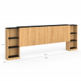 Tête de lit CATBA extensible avec rangements coulissants pour lit 140 et 160 cm bois et noir