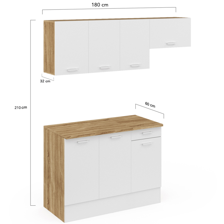 Cocina completa 180 cm madera y blanco - SUBTIL | ID Market