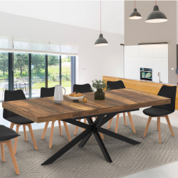 Mesa de comedor rectangular con almacenaje extensible 6-10 personas madera oscura - ALIX | ID Market