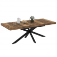 Table à manger extensible rectangle ALIX plateau HAWKINS avec rangement 6-10 personnes bois foncé et noir 160-200 cm