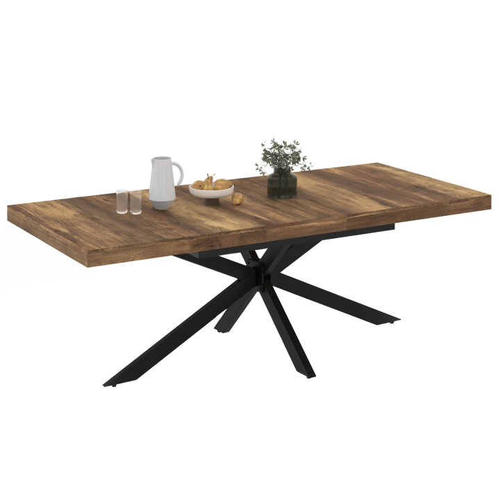 Mesa de comedor rectangular con almacenaje extensible 6-10 personas madera oscura - ALIX | ID Market