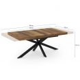 Table à manger extensible rectangle ALIX plateau HAWKINS avec rangement 6-10 personnes bois foncé et noir 160-200 cm