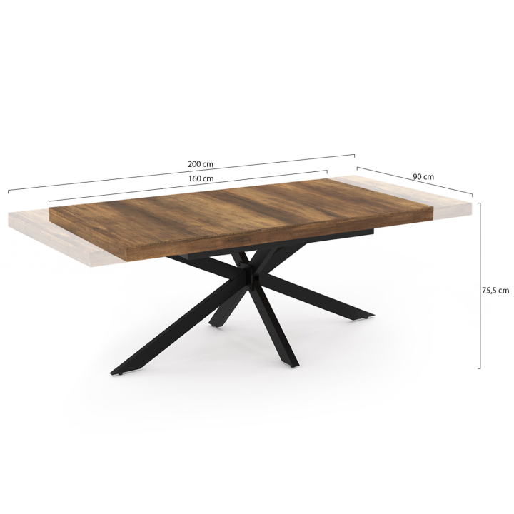 Mesa de comedor rectangular con almacenaje extensible 6-10 personas madera oscura - ALIX | ID Market