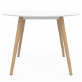 Table à manger ronde ANGELA 4-6 personnes blanc pieds bois 110 cm