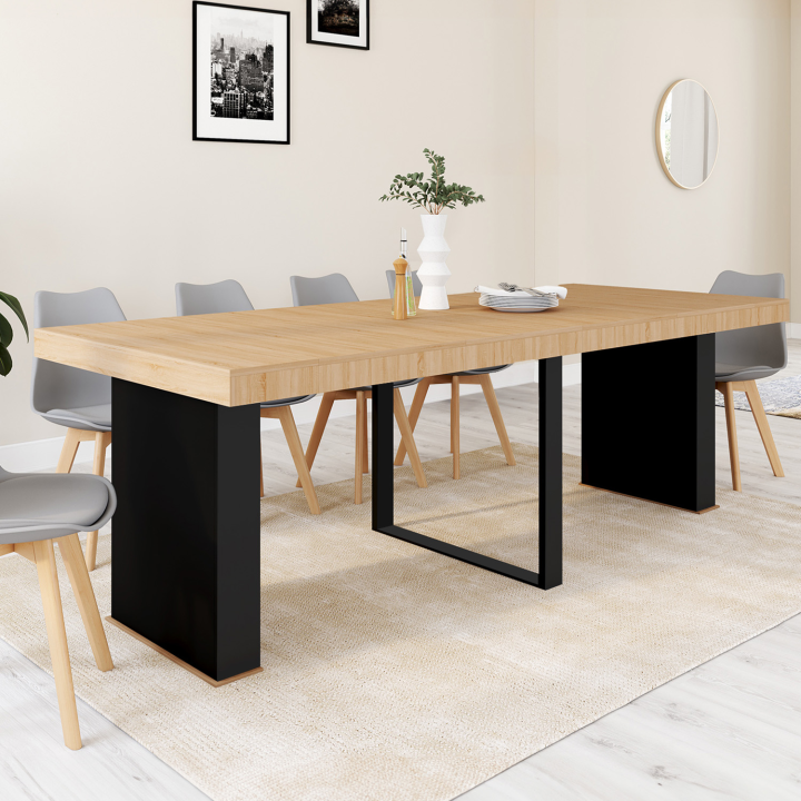 Table console extensible EDEN 10 personnes 235 cm bois et noir