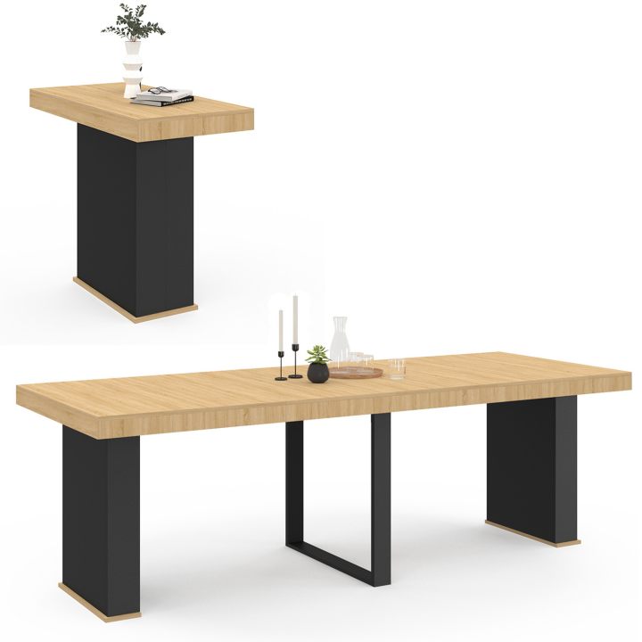 Table console extensible EDEN 10 personnes 235 cm bois et noir