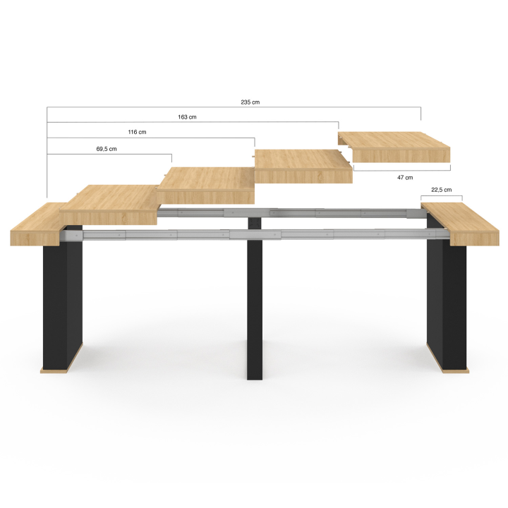 Table console extensible EDEN 10 personnes 235 cm bois et noir