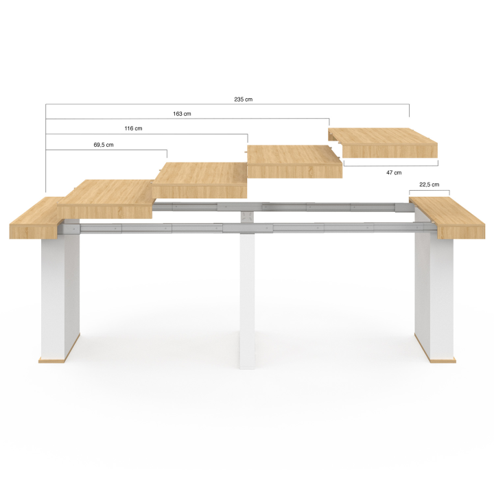 Consola extensible para 10 personas, madera y blanco - EDEN | ID Market