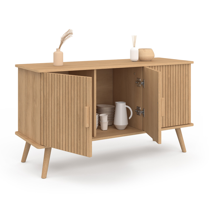 Buffet 110 cm JULIETTE effet lattes 3 portes