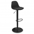 Lot de 4 tabourets de bar KARL design noir pied noir