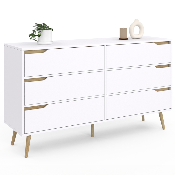 Commode 6 tiroirs HELSINKI XXL 140 cm scandinave blanc