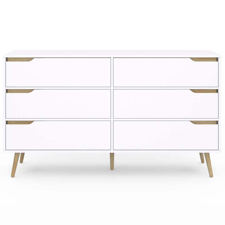 Commode 6 tiroirs HELSINKI XXL 140 cm scandinave blanc