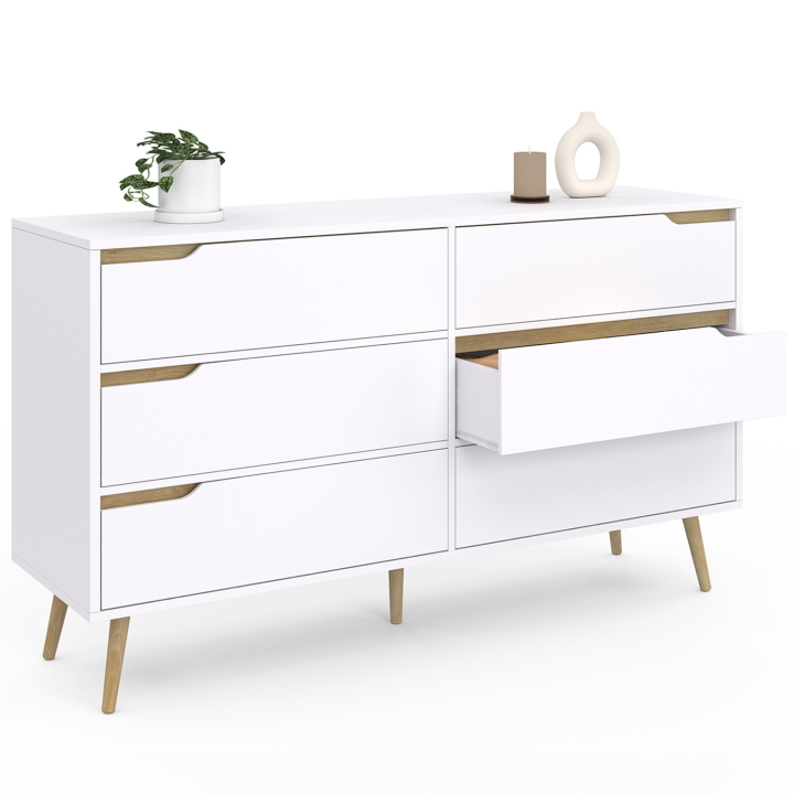 Commode 6 tiroirs HELSINKI XXL 140 cm scandinave blanc