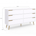 Commode 6 tiroirs HELSINKI XXL 140 cm scandinave blanc