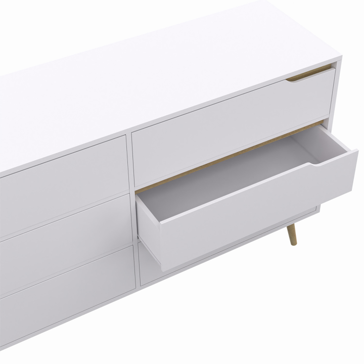 Commode 6 tiroirs HELSINKI XXL 140 cm scandinave blanc