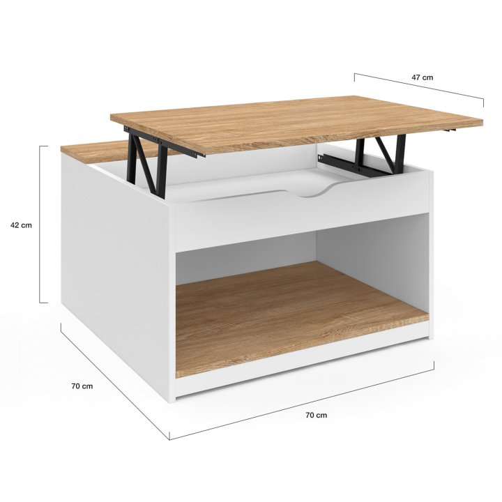 Mesa de centro con tablero elevable y caja de madera negra - ELEA | ID Market