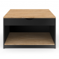 Table basse plateau relevable carrée ELEA avec coffre bois noir et façon hêtre