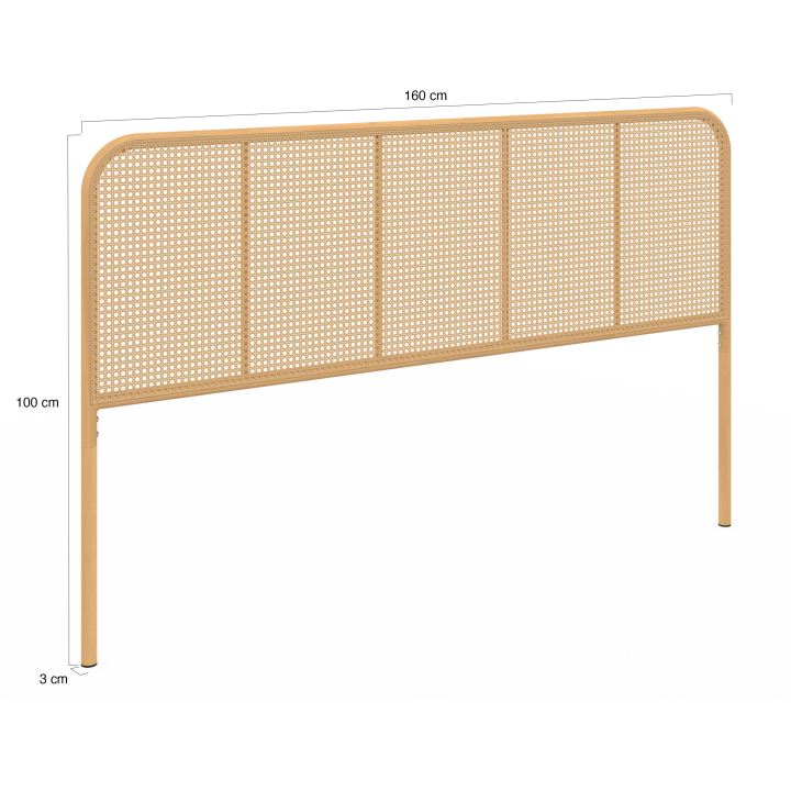 Tête de lit FLORA 160 CM façon cannage et bois