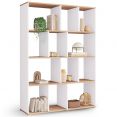 Etagère bibliothèque SUZANE 4 niveaux blanc et effet bois H.143 cm