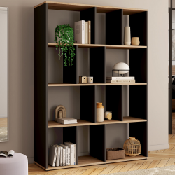 ¡Estanteria efecto madera y negro con 4 estantes - JENA | Zen Cart! IDMarket