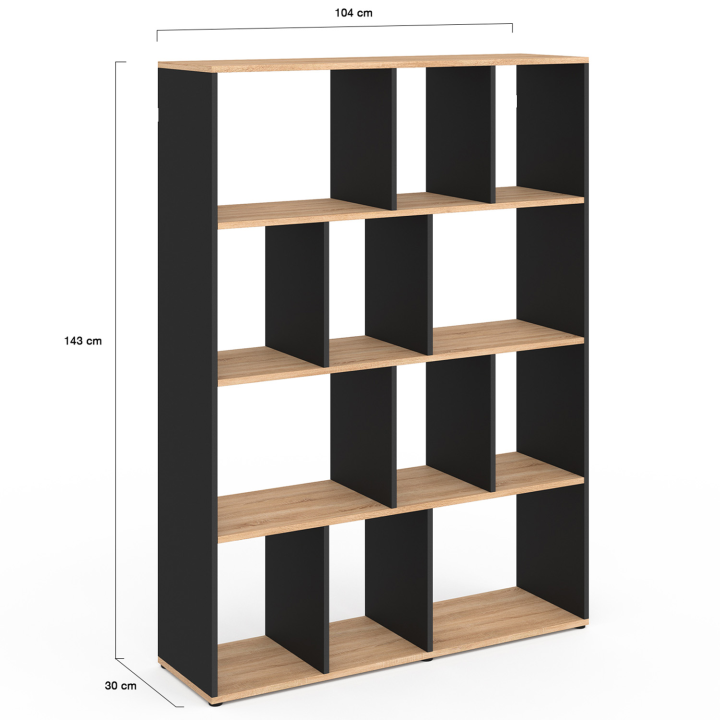 ¡Estanteria efecto madera y negro con 4 estantes - JENA | Zen Cart! IDMarket