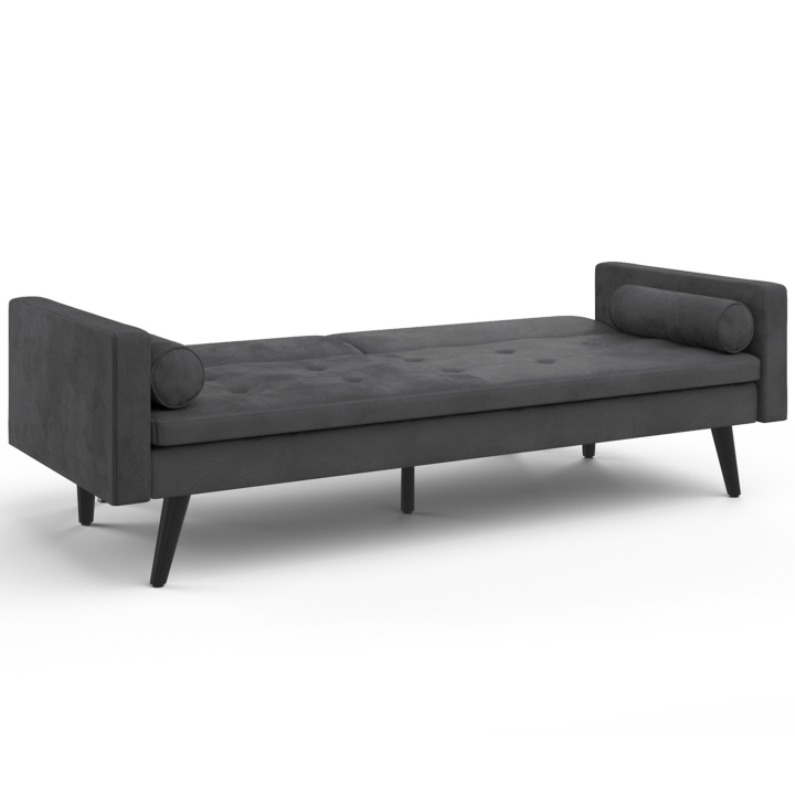 Canapé droit scandinave 3 places convertible NAËL en velours gris anthracite