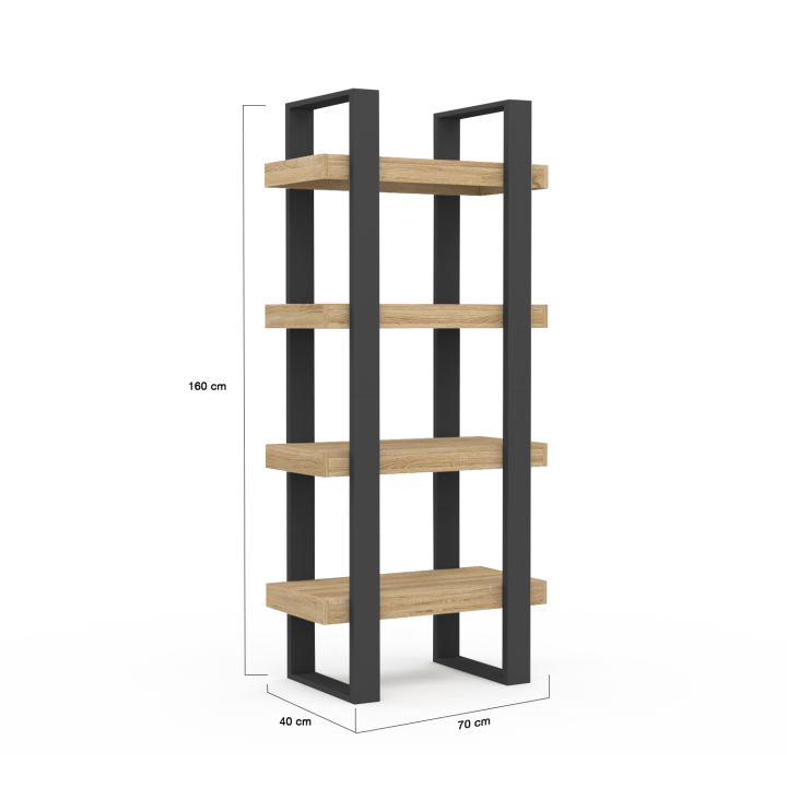 Etagère 4 niveaux PHOENIX bois et noir