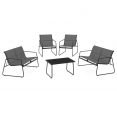 Salon de jardin bas MALAGA 6 places avec 2 canapés, fauteuils et table gris anthracite
