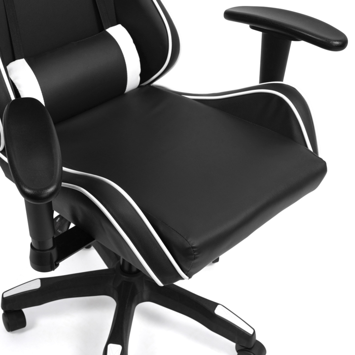 Silla ergonómica ajustable para juegos en blanco y negro barata - CARTER | ID Market