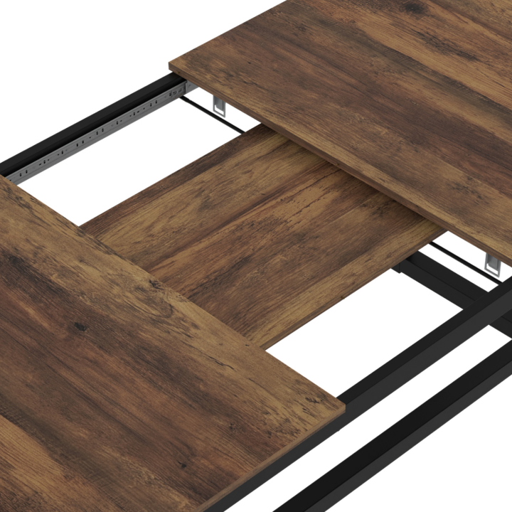 Mesa de comedor rectangular extensible para 6-10 personas madera oscura - HAWKINS | ID Market