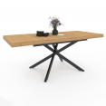 Table à manger extensible rectangle INES 6-10 personnes bois et noir 160-200 cm