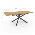 Table à manger extensible rectangle INES 6-10 personnes bois et noir 160-200 cm