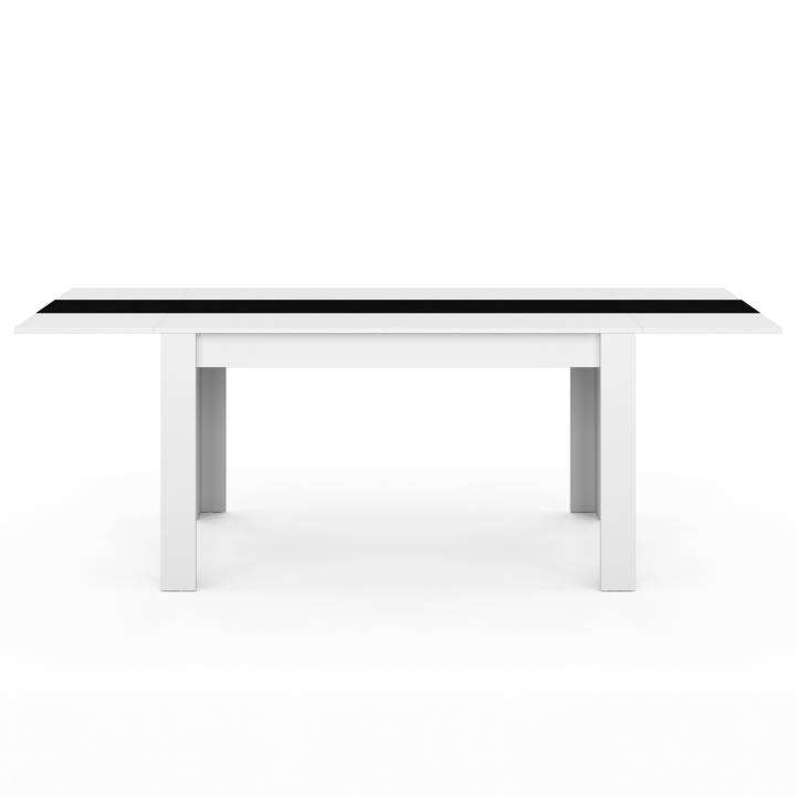 GEORGIA Mesa de comedor rectangular extensible para 6-10 personas en blanco y negro 140-220 x 90 cm