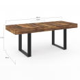 Table à manger extensible rectangle PHOENIX plateau HAWKINS 6-10 personnes bois foncé 160-200 cm