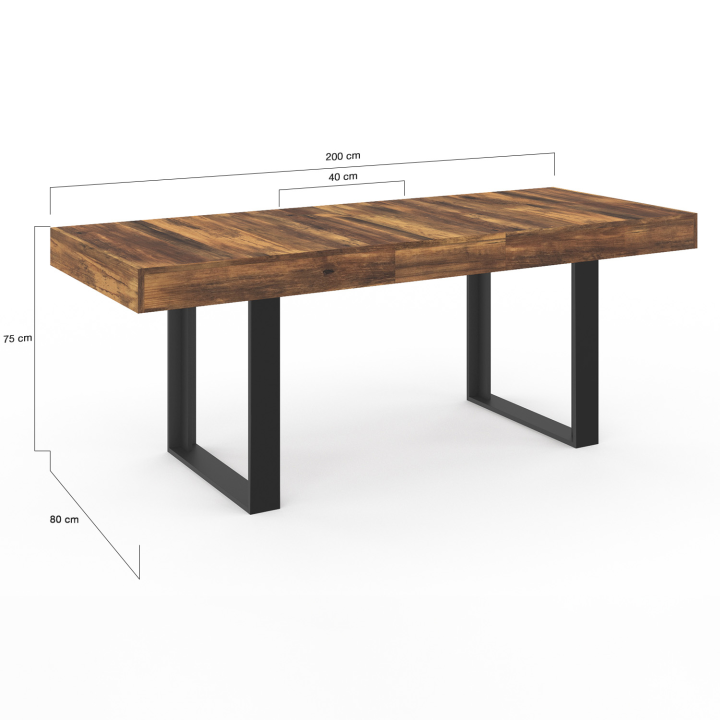 Table à manger extensible rectangle PHOENIX plateau HAWKINS 6-10 personnes bois foncé 160-200 cm