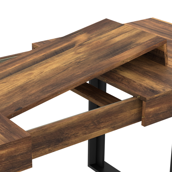 Mesa de comedor rectangular extensible PHOENIX con tablero HAWKINS para 6-10 personas madera oscura 160-200 cm