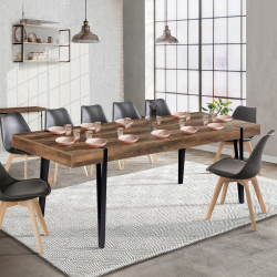 AUSTRIA Mesa de comedor extensible para 10-12 personas, pata de alfiler negra 200-240 cm