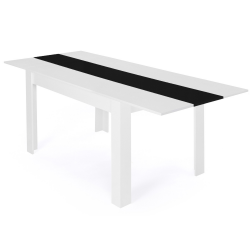 GEORGIA Mesa de comedor rectangular extensible para 6-10 personas en blanco y negro 140-220 x 90 cm